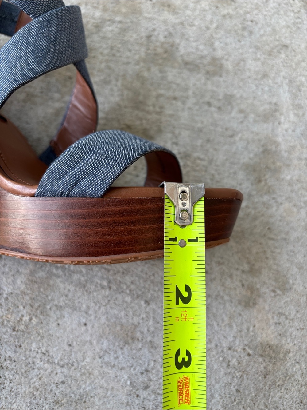 White House Black Market Chambray Crisscross Wedge Sandals - Blue and Brown - Picture 13 of 15